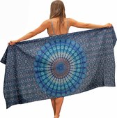 Ulticool - Mandala Blauw - Handdoek Microvezel - Sneldrogend Badlaken – 160 x 80 cm - voor reizen fitness gym sport - Reishanddoek - Microfiber Decoratie Doek - voor Man of Vrouw -