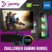 CHALLENGER Game PC Bundel Intel 12100F, GeForce GTX 1650, 512GB NVME SSD, Monitor, Toetsenbord, Muis, Muismat, WiFi + Bluetooth