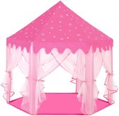 SONGMICS speeltent voor kinderen, prinsessenkasteel, tipi met gordijnen, draagtas, speelhuisje voor binnen en buiten, geschikt voor maximaal 3 kinderen, 140 x 120 x 135 cm, roze LP