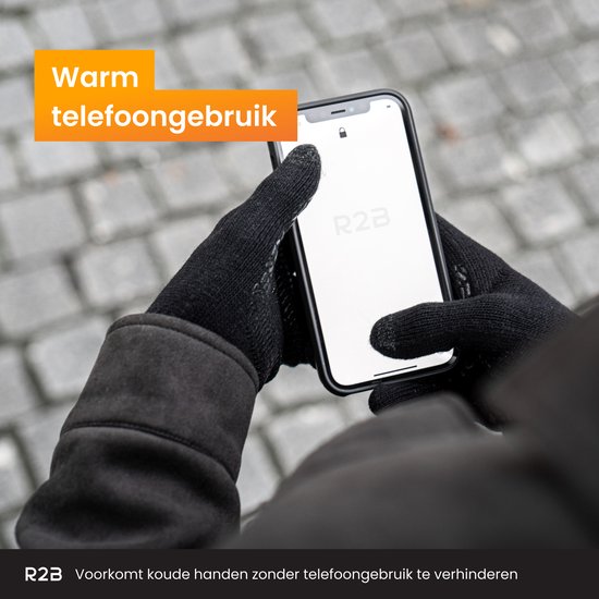 R2B® Touchscreen Handschoenen Winter Heren - Handschoenen Winter Dames - Maat M - Scooter / Fiets -Model Antwerpen - R2B