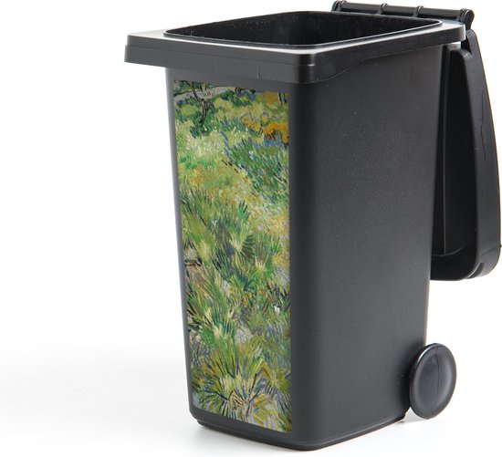 Container sticker Grasveld met bloemen en vlinders - Vincent van Gogh - 38x80 cm - Kliko sticker