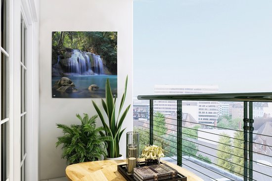 Posters de Posters de jardin Rochers sous les cascades du Parc National d'Erawan - 50x50 cm