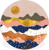 WallCircle - Wandcirkel ⌀ 60 - Patronen - Goud - Pastel - Ronde schilderijen woonkamer - Wandbord rond - Muurdecoratie cirkel - Kamer decoratie binnen - Wanddecoratie muurcirkel - Woonaccessoires