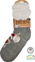 Antonio Huissokken - Huissokken Kerst Rendier - Grijs - Dames - Antislip ABS - One Size (35-42) - Hüttensocken - Warme Sokken - Warme Huissok - Kerstcadeau voor vrouwen