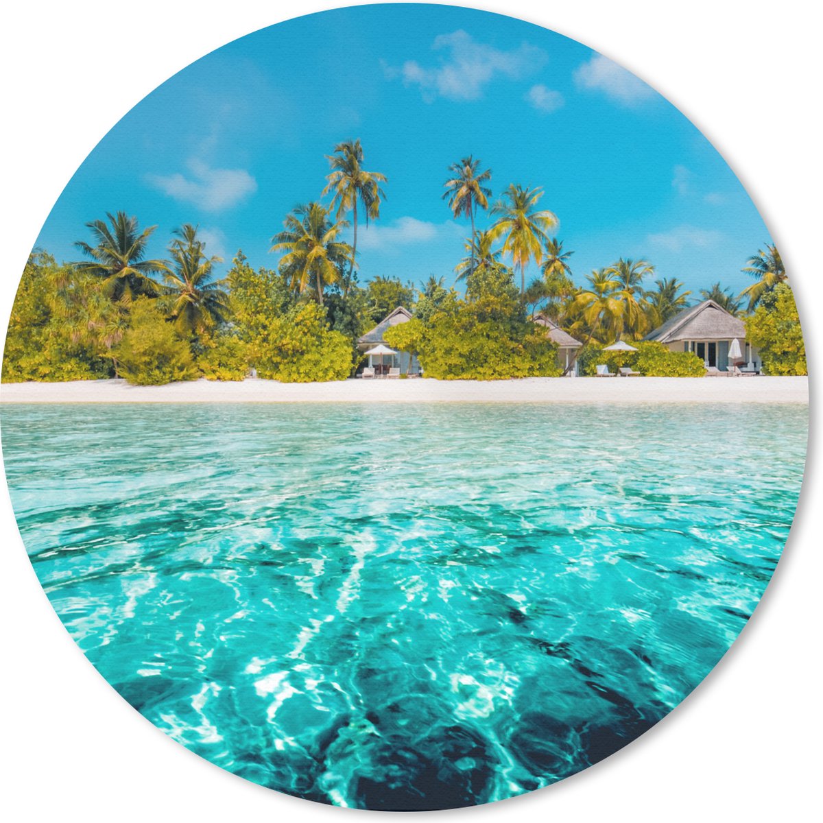 Muismat rond 50x50 cm - Mousepad Strand - Palmbomen - Zee - Ronde muismatten