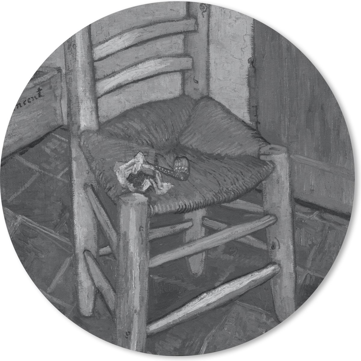 Muismat rond 30x30 cm - Mousepad Van Gogh's stoel - Vincent van Gogh - Zwart - Wit - Ronde muismatten