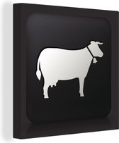 Une illustration d'une vache sur une toile de fond noir 50x50 cm - Tirage photo sur toile (Décoration murale salon / chambre) / Peintures sur toile animaux sauvages