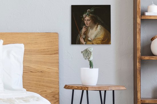 Peinture sur toile 20x20 cm - Décoration murale Une bergère - Tableau de Paulus Moreelse - Décoration murale salon - Décoration chambre - Accessoires de chambre - Peintures