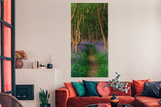 Toile Peinture Forêt - Chemin - Fleurs - 80x160 cm - Décoration murale
