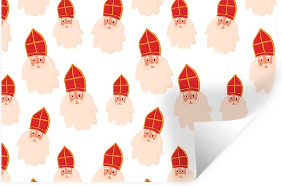 Muurstickers - Sticker Folie - Sinterklaas - Sint - Kinderen - Jongens - Meisjes - Kindje - 90x60 cm - Plakfolie - Muurstickers Kinderkamer - Zelfklevend Behang - Sinterklaas Decoratie - Sinterklaas Stickers - Zelfklevend behangpapier - Stickerfolie