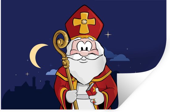 Muurstickers - Sticker Folie - Sinterklaas - Sint - Decoratie - Kinderen - Jongens - Meisjes - Kind - 30x20 cm - Plakfolie - Muurstickers Kinderkamer - Zelfklevend Behang