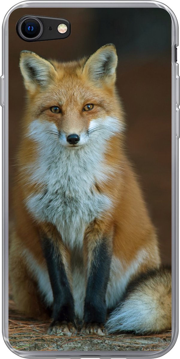 Telefoonhoesje Geschikt voor iPhone SE 2020 hoesje - Vos - Macro - Rood - Siliconen Telefoonhoesje Telefoonhoesje