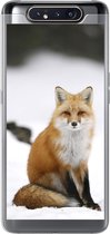 Geschikt voor Samsung Galaxy A80 hoesje - Vos - Sneeuw - Winter - Siliconen Telefoonhoesje