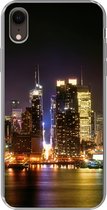 Geschikt voor iPhone XR hoesje - New York - Skyline - Kleuren - Siliconen Telefoonhoesje