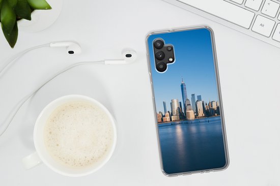 Telefoonhoesje Geschikt voor Samsung Galaxy A32 5G hoesje - New York - Skyline - Blauw - Siliconen Telefoonhoesje Telefoonhoesje