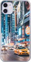 Geschikt voor iPhone 11 hoesje - New York in de nacht - Siliconen Telefoonhoesje