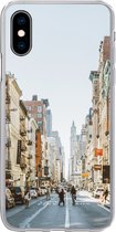 Geschikt voor iPhone X hoesje - Drukke straat in New York - Siliconen Telefoonhoesje
