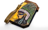Portefeuille 100% cuir véritable fait à la main de Turquie - Fille indienne d'Amérique - 20cm X 10cm