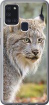 Geschikt voor Samsung Galaxy A21s hoesje - Lynx - Bos - Grijs - Siliconen Telefoonhoesje
