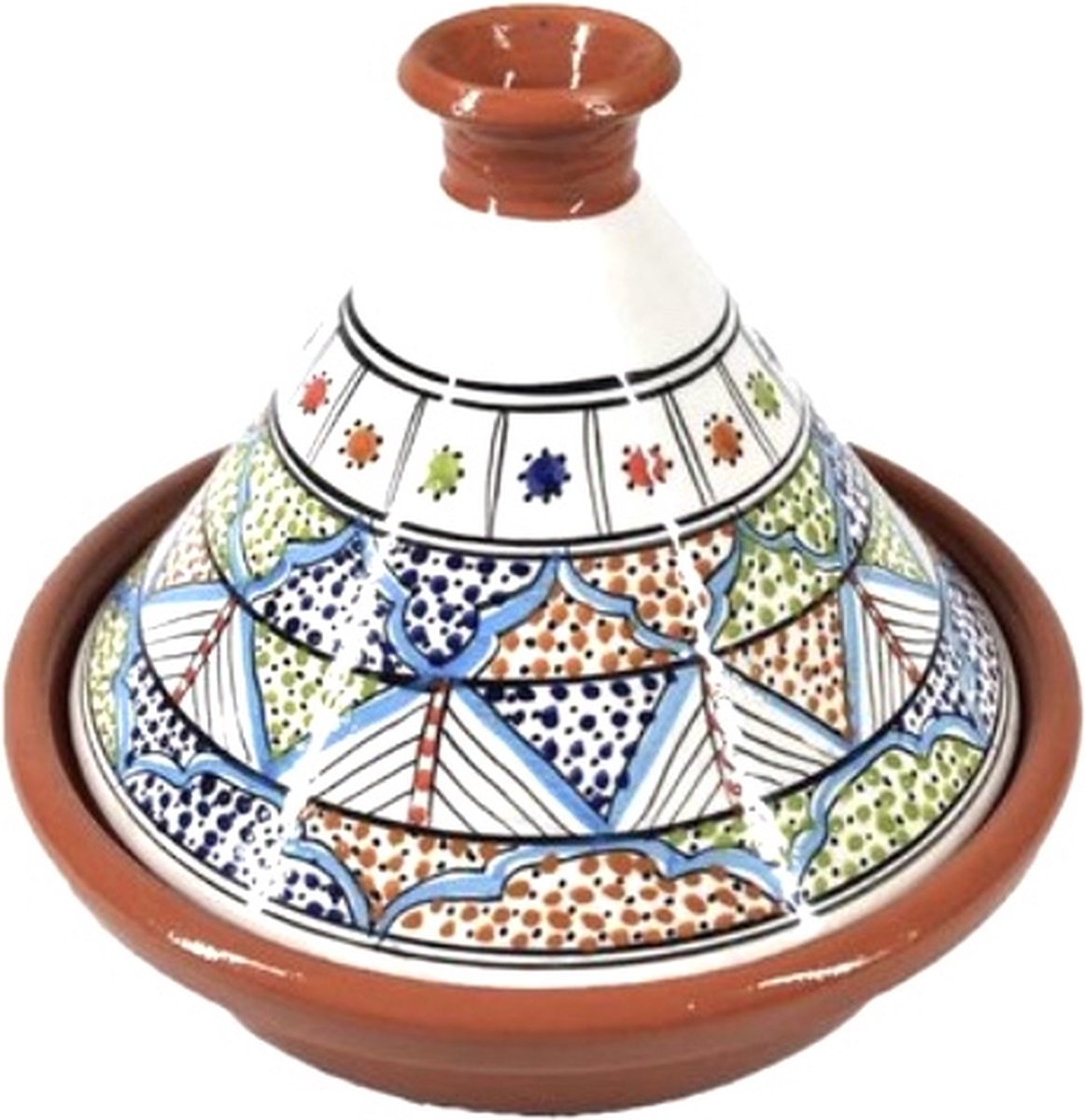 Aardewerk tajine braadpan / ovenschaal rond met deksel ø 35 cm