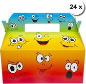 24 stuks Menubox EMOTIE lachgezicht Traktatie doos traktatiedoosje kinderfeestje 22 x 12 x 9 CM