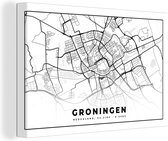 Canvas Schilderij Stadskaart - Groningen - Nederland - 60x40 cm - Wanddecoratie