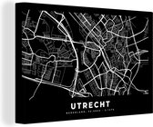 Canvas Schilderij Utrecht - Kaart - Zwart - 120x80 cm - Wanddecoratie