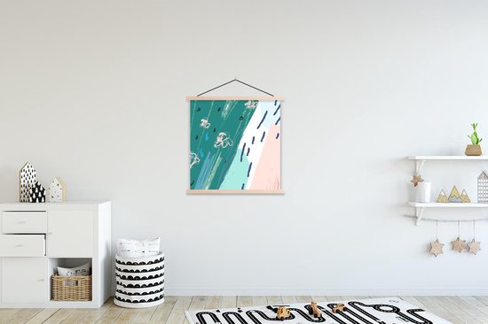 Porte-affiche avec affiche - Affiche scolaire - Été - Abstrait - Blauw - 90x90 cm - Lattes vierges