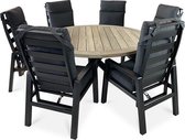 Taste By 4 Seasons Louvre ronde tuinset -160cm - met 6 Como Dining verstelbare tuinstoel