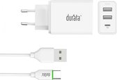 Durata -DR-70 - Adapter - 2 USB aansluiting - PD aansluiting - 5.4A -Snellader - Apple - Samsung - Huawei - Mobiele telefoon - tablet