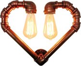 Wandlamp waterleiding hart - Wandlamp stoomleiding - Retro wandlamp - Bronze wandlamp - Retro lamp brons - E27 fitting