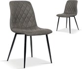 Design 2 stoelen set microvezel grijs met zwarte frame