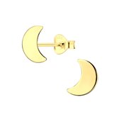Joy|S - Zilveren maan oorbellen - 8 x 10 mm - 14k goudplating