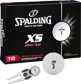 Spalding XS golfballen – 12 stuks – extra spin – wit – inclusief pitchfork – golf accessoires – witte golfballen - Cadeau