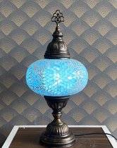 Turkse Lamp - Mozaïek Lamp - Tafellamp - Marokkaanse Lamp - Oosterse Lamp - Recht  Hoog model -  bol diameter Ø  19 cm - Hoogte 44 cm - Authentiek - Handmade - Kleurrijk -