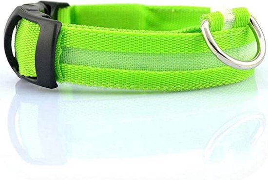 Foto: Lichtgevende halsband hond led halsband maat s 35 43 cm verlichting hond honden lampje hondenhalsband inclusief batterijen honden verlichting groen