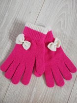 handschoenen donkerroze met strikje voor Dames of grotere kinderen