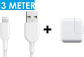 PowerPlug USB Power Adapter Stekker Oplaadblok Oplader Oplaadblokje Snellader Apple iPad / iPhone Oplaadkabel Snoer Kabel Laadkabel 3 Meter