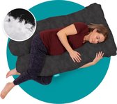 Mjuka® Zwangerschapskussen XXL Vezelbolletjes - Zijslaapkussen - Lichaamskussen - Body Pillow - 280 cm - Afneembare Nicky Velours hoes - Zwart