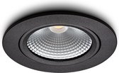Ledisons LED Inbouwspots Zwart met Driver - Dimbaar Kantelbaar IP54 5W 3000K Warm wit licht 240V 60 Stralingshoek >90 CRI Traploos Dimmen - Cormo Zwart - Slechts 27MM inbouwdiepte!
