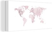 Wanddecoratie Wereldkaart - Luxe - Marmer - Canvas - 40x20 cm