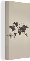 Wanddecoratie Wereldkaart - Hout - Bruin - Canvas - 80x160 cm