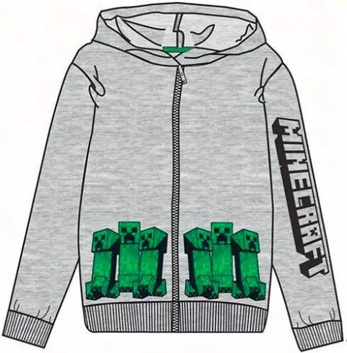 Minecraft Hoodie - sweater - Mele grijs - Maat 134 cm / 9 jaar
