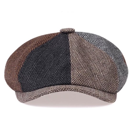 Newsboy Cap Visgraat Octagon Vierkleuren