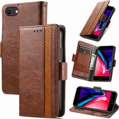 Stijlvol Tweekleurig PU-leer Wallet Flip Case + PMMA Screenprotector voor iPhone 7 / 8 / SE 2020 / SE 2022  _ Donkerbruin