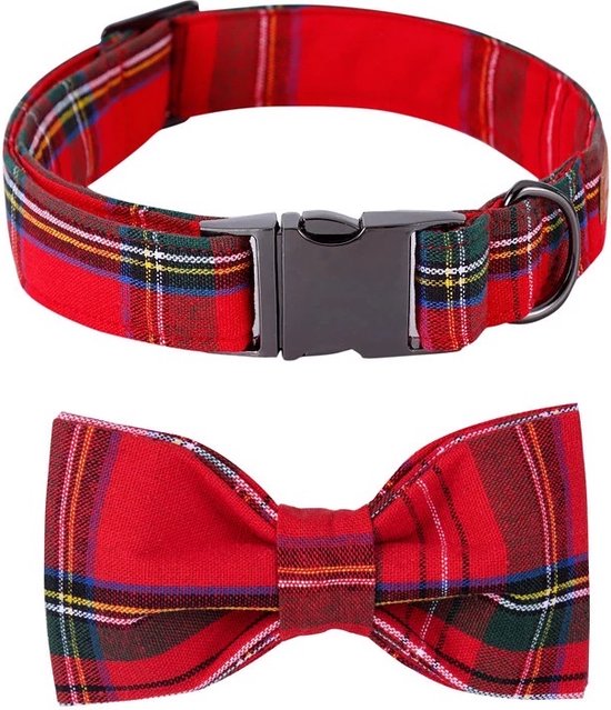 Kiki's dog fashion - Halsband met rood geruite strik