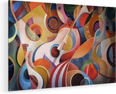 Artaza Glasschilderij - Kleurrijke Gitaar Achtergrond - Abstract - 135x90 - Groot - Plexiglas Schilderij - Foto op Glas