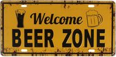 Wandbord Bier - 30x16 cm - Man cave - Welcome Beer Zone - Vintage / Retro - Muurdecoratie voor Mancave / Café / Kroeg / Restaruant