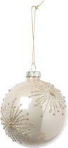 Oneiro's luxe kerstbal MYSYO Creme – ø80 mm - PER 1 STUK antraciet - grijs - zwart - kerstbal - luxe verpakking – kerstcollectie – kerstdecoratie – kerstboomhanger – kerstversiering - goud