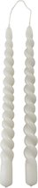 Dinerkaars | swirl | twist | pebble | ivoor | grijs | wit | kaars | 2,1 x 29 cm | per 2 stuks